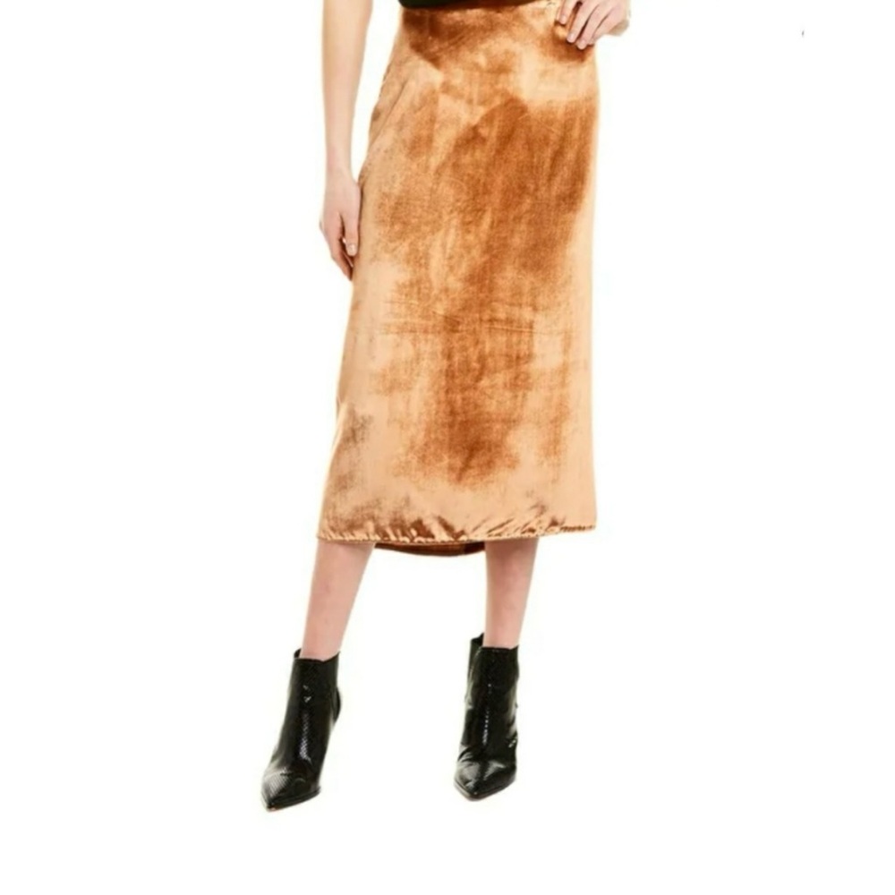 VINCE Panne Velvet Midi Skirt